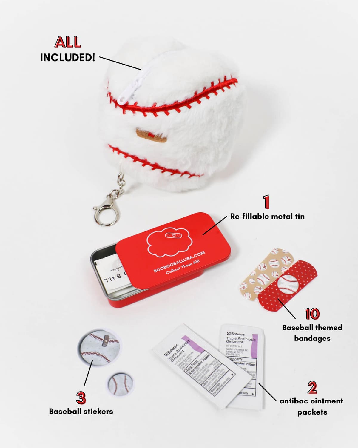 Baseball Keychain - Sports Keychain & First-Aid Kit
