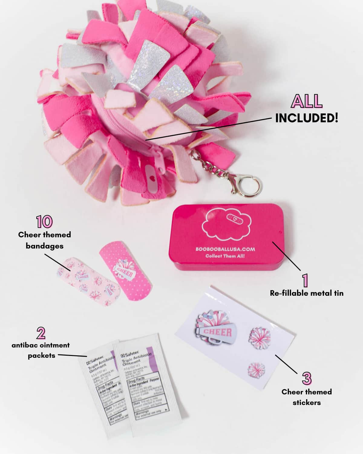 Cheerleading Party Favors, Megaphone and Pom Poms Keychain